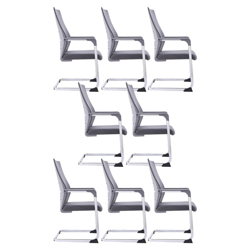 Sedia da ufficio a armi fissi moderne in acciaio sedia da scrivania di supporto lombare