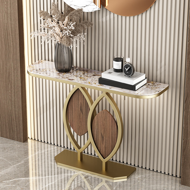 Tavolo console in pietra glam tela metallica tavola accento mezzaluna, 31,49 "di alto livello