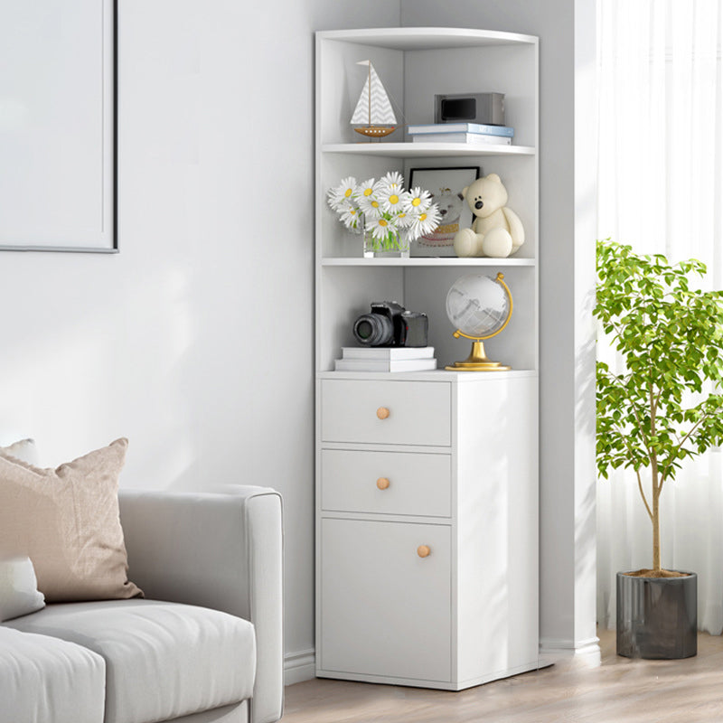 Contemporary Vertical Book Shelf Engineered Wood Closed Back Bookcase Off-White Clearhalo 'Bookcases' 'furn' 'furn_bookcases' 'Furniture' 'Office Furniture' 5694230