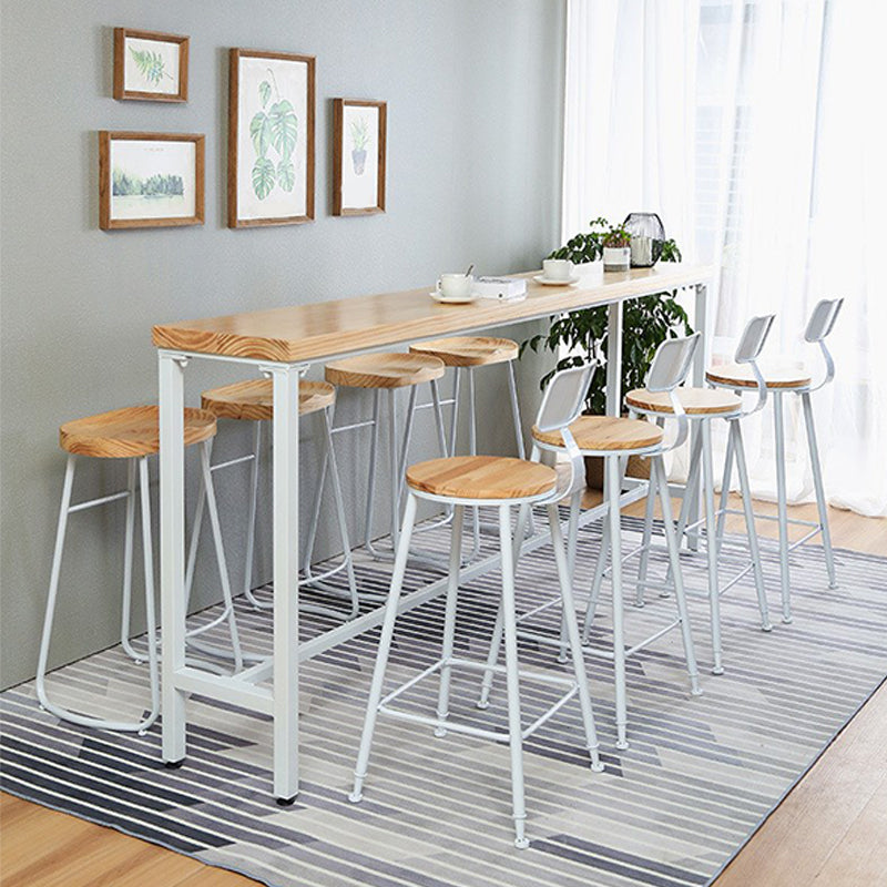 Rectangular Pine Wood Top Bar Table Luxurious Bar Table with Trestle Base in White 86.6"L x 15.7"W x 41.3"H Without Chairs Clearhalo 'Bar Furniture' 'Bar Tables' 'bar_tables' 'furn' 'furn_bar_tables' 'Furniture' 'Kitchen & Dining Furniture' 5700061