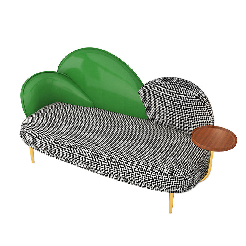 Sofá de brazo inclinado con sofá curvo contemporáneo con bandeja de almacenamiento para sala de estar