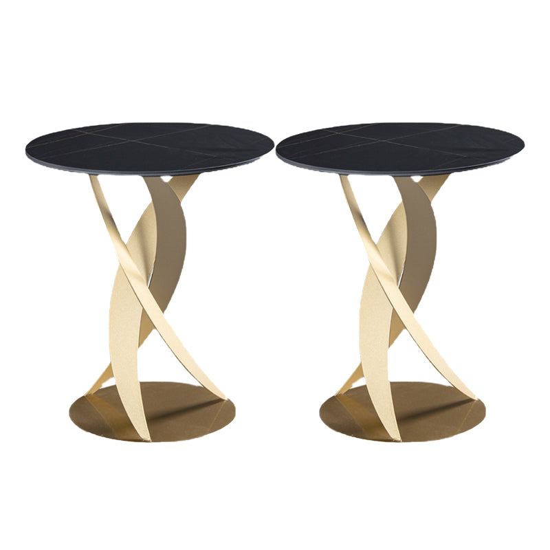 Tabella laterale superiore moderna in ardesia rotonda 22.4 "tavolo da estremità in metallo alto