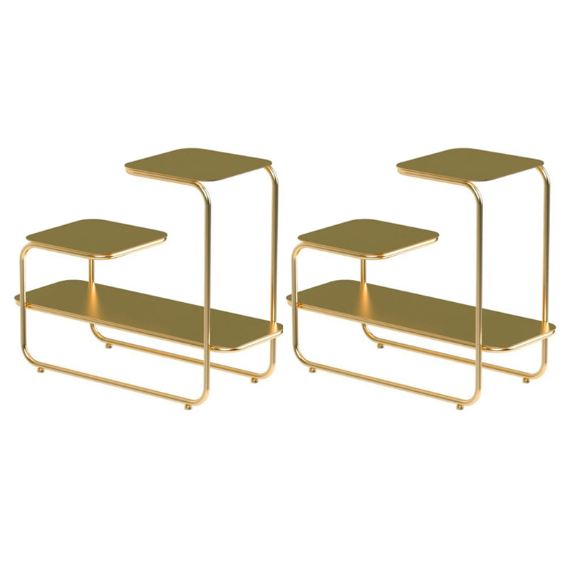 Square Sleigh Base Design Metal Table Medieval Modern Style with Storage Rack Side Table Gold 2 2 Clearhalo 'Coffee & Accent Tables' 'End & Side Tables' 'end_side_tables' 'furn' 'furn_end_side_tables' 'Furniture' 'Living Room Furniture' 5703035