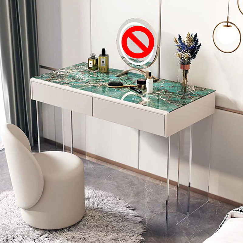 Contemporary 2-Drawer Vanity Dressing Table Slate Top Make-up Vanity