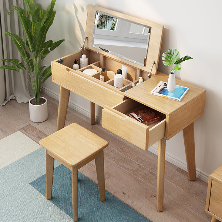 Tocador de madera sólida tocador de tocador escandinavo flip-top tocador de tocador