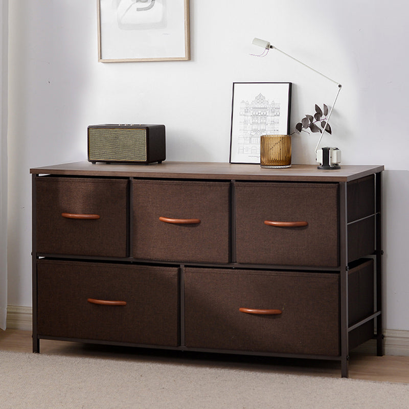 Contemporary Chest Fabric Bins Dresser with Drawers for Home/Office 39"L x 13"W x 22"H Coffee Clearhalo 'Bedroom Furniture' 'Dressers & Chests' 'dressers_chests' 'furn' 'furn_dressers_chests' 'Furniture' 5706277