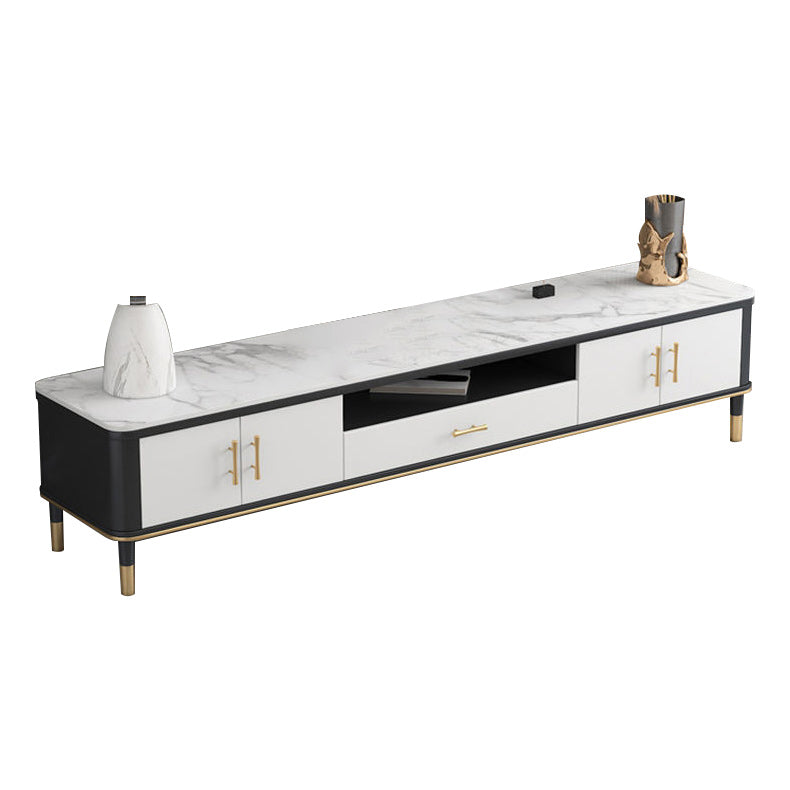 Witte stenen top tv-kast luxueuze 1-open plank tv-standconsole met kasten