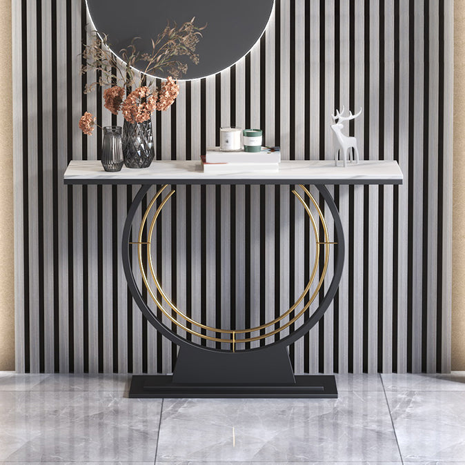 Tabella della console di pietra 31.49 "Tabella del rettangolo di rettangolo ad alta resistenza graffiata