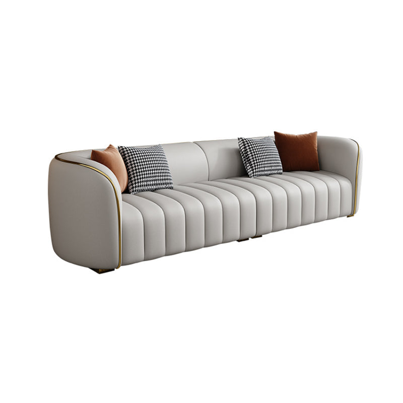 Modern Style Leather Sofa Living Room Tuxedo Arm Sofa Tight Back Seating