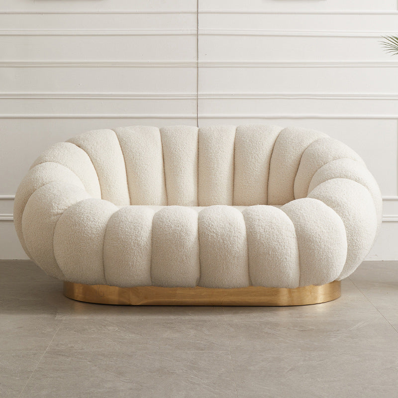 Modern Style Living Room Seating 3 Seater Tight Back Tuxedo Arm Sofa White-Gold Wool Clearhalo 'furn' 'furn_sofas' 'Furniture' 'Living Room Furniture' 'Sofa' 'sofas' 5707254