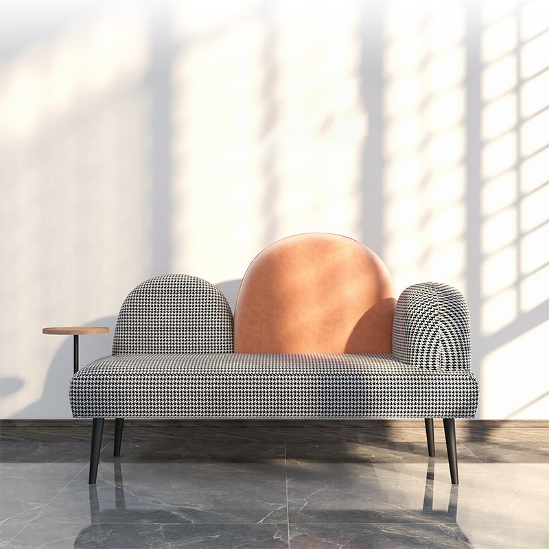 Contemporary Living Room Standard Recessed Arm Black Stationary Sofa