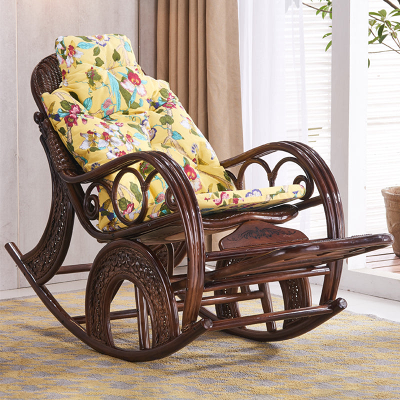 Mid Century Modern Recliner Chair Rattan/Wicker Recliner Chair Dark Coffee Clearhalo 'Chairs & Seating' 'furn' 'furn_rocking_chairs' 'Furniture' 'Living Room Furniture' 'Rocking Chairs' 'rocking_chairs' 5708737