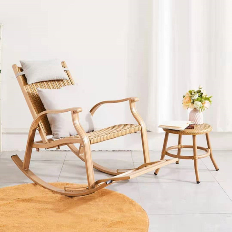 Sedia da rocker naturale rattan sedia a dondolo moderno mandrino 25,2 "x 41,3" x 35,4 "per esterno