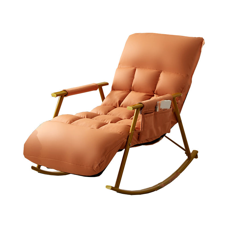 Contemporary Rocking Chair Wing Back Rocker Chair with Removable Cushions Leather Orange Gold Clearhalo 'Chairs & Seating' 'furn' 'furn_rocking_chairs' 'Furniture' 'Living Room Furniture' 'Rocking Chairs' 'rocking_chairs' 5709064