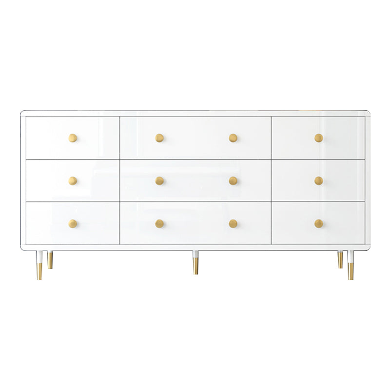 White-gold Buffet Table Wood Glam Style Kitchen Table for Dinning Room 71"L x 16"W x 31"H White-Gold Clearhalo 'buffet_sideboard' 'Buffets & Sideboards' 'furn' 'furn_buffet_sideboard' 'Furniture' 'Kitchen & Dining Furniture' 5710231