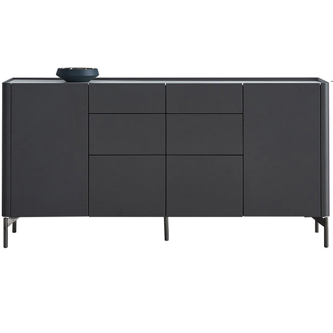 Server da pranzo in pietra grigia e buffet in legno con cassetti