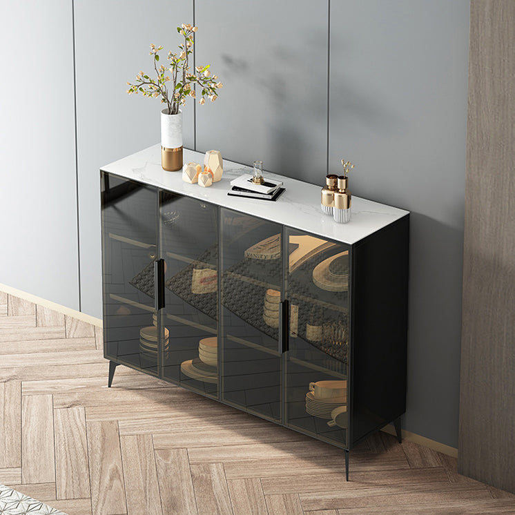 Stile sideboard in vetro moderno in stile sala da pranzo 36,6 "h buffet server in nero