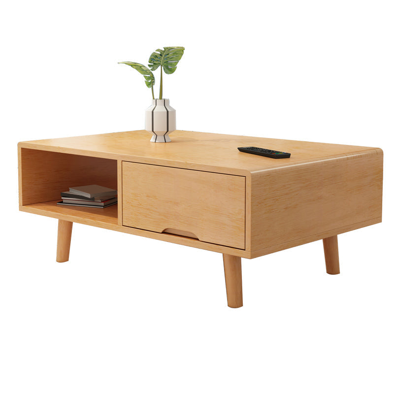 Rechthoekig/vierkante 4 poten Basis massief houten tafel Noordse stijl salontafel