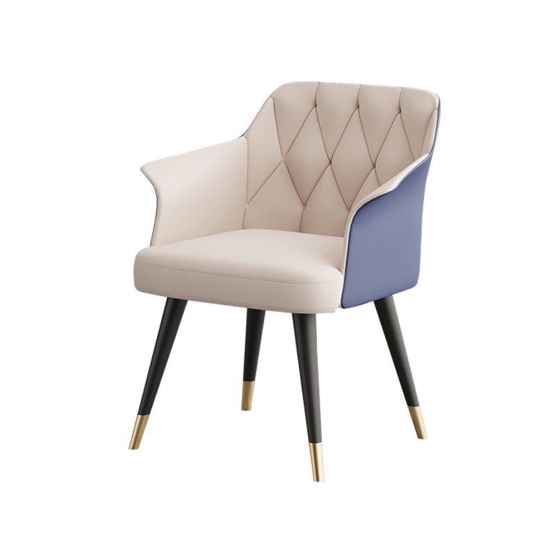 Glam metalen arm eetstoel faux lederen zijstoelen voor restaurantgebruik