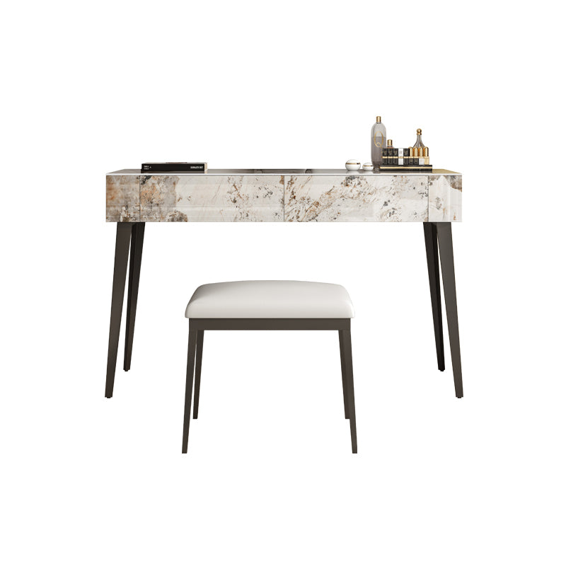 Stone Top -Schminktischhocker schwarze Eitelkeit mit Holzschubladen