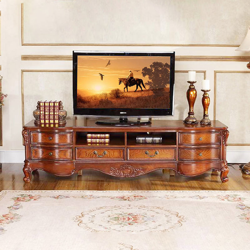 Vaste houten tv -console traditionele ingesloten tv -kast met glide laden
