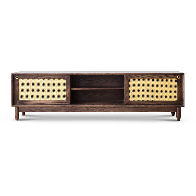 Traditional TV Media Stand Solid Wood 2 Doors TV Stand Console 71"L x 16"W x 20"H Brown Clearhalo 'furn' 'furn_tv_stands_entertainment_centers' 'Furniture' 'Living Room Furniture' 'TV Stands & Entertainment Centers' 'TV Stands & Media Storage Furniture' 'tv_stands_entertainment_centers' 5718974