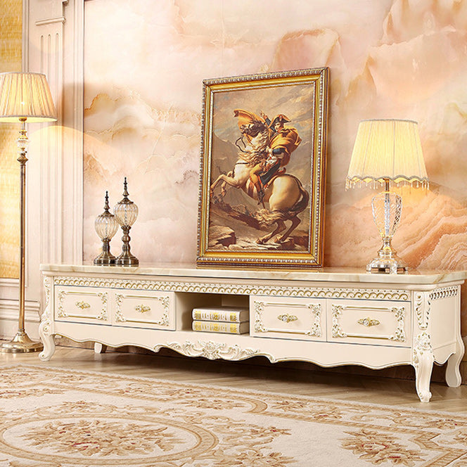 Glam Solid Wood TV Media Stand 4-lader TV Stand Console met plank