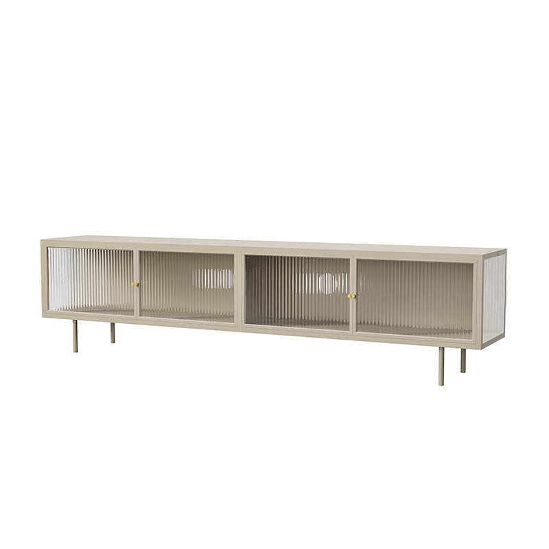 Industrial Glass and Metal TV Media Stand 4 Doors TV Stand Console White Clearhalo 'furn' 'furn_tv_stands_entertainment_centers' 'Furniture' 'Living Room Furniture' 'TV Stands & Entertainment Centers' 'TV Stands & Media Storage Furniture' 'tv_stands_entertainment_centers' 5718996
