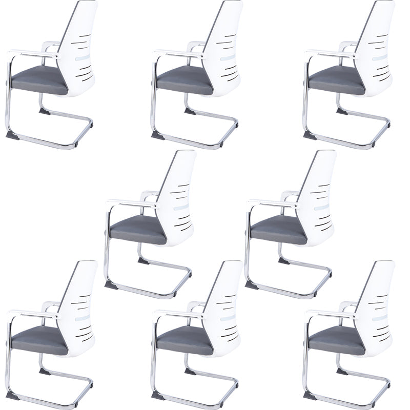 No Wheels Mid-back Office Chair Ergonomic Computer Task Mesh Desk Chair White 8 Piece Set Clearhalo 'furn' 'furn_office_chair' 'Furniture' 'Office Chairs' 'Office Furniture' 'office_chair' 5723938