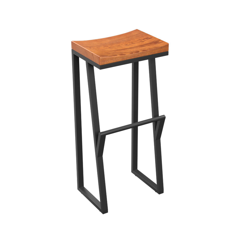 Industrial Backless Footrest Bar Stool Medium Wood Bristol Iron Stool 1 Piece Bar Stool(33"H) Clearhalo 'Bar Furniture' 'Bar Stools' 'bar_stools' 'furn' 'furn_bar_stools' 'Furniture' 'Kitchen & Dining Furniture' 5724225