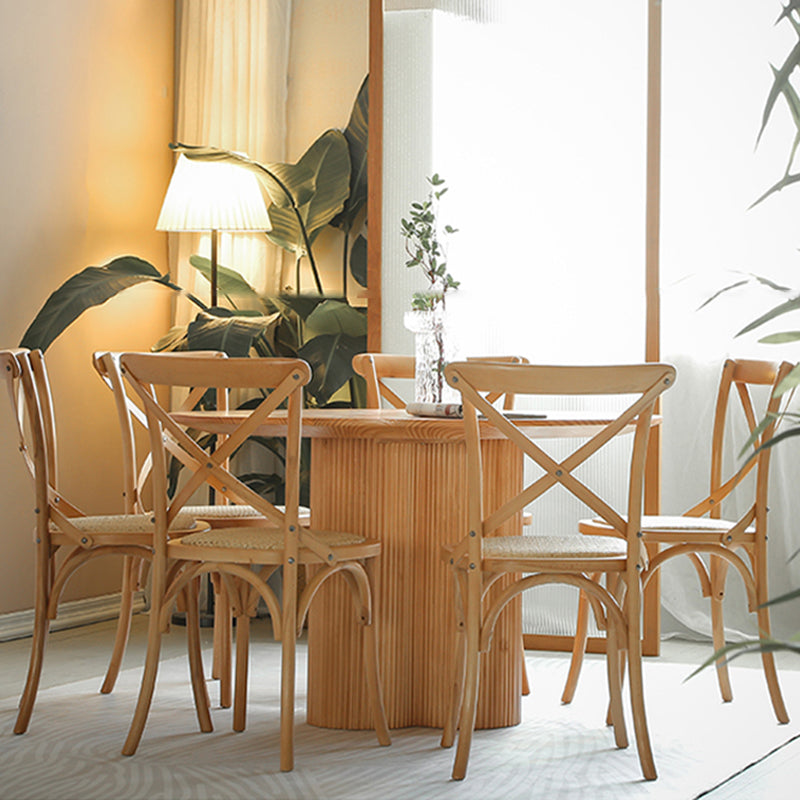 Contemporary Dining Set 1/2/5/7 Pcs Solid Wood Dining Table and Chairs 7 Pieces: Table, 6 Chairs Clearhalo 'Dining Room Sets' 'Dining Tables & Seating' 'dining_room_set' 'furn' 'furn_dining_room_set' 'Furniture' 'Kitchen & Dining Furniture' 5725187