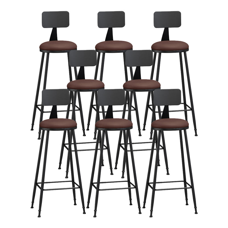Modern Backrest Counter Stool Iron Bar Stool with Leather Cushion and Pedal for Cafe Burgundy 8 Piece Set Bar Stool(33"H) Clearhalo 'Bar Furniture' 'Bar Stools' 'bar_stools' 'furn' 'furn_bar_stools' 'Furniture' 'Kitchen & Dining Furniture' 5725466