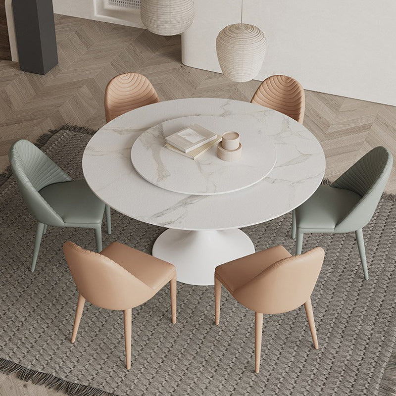 Set de comedor de piedra blanca pura moderna Piedra 1/4/5/7 Piezas Muebles de comedor para el hogar