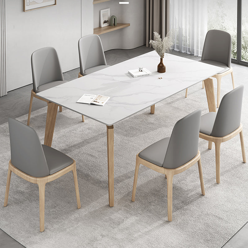 Contemporary Dining Set 1/2/5/7 Pcs Rectangle Dining Table with Upholstered Chairs
