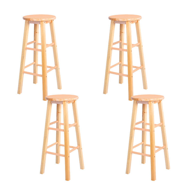 Sgabello da bar per la casa in legno senza schiena senza braccio moderno con sedile in legno e pedale