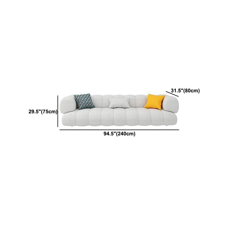 Modern Sewn Pillow Back Sofa Tuxedo Arm Sofa 29.53" H in White Wool