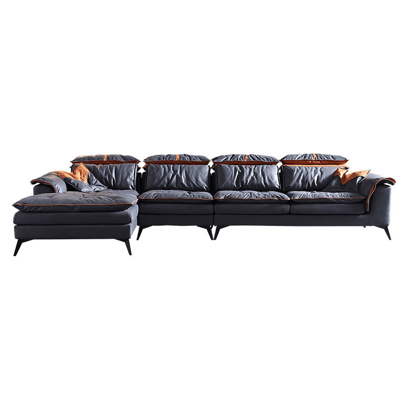 Grey Modern Tufted Sofa & Chaise Stain Resistant Sectional 41.33" H 138"L x 70"W x 41"H Left Clearhalo 'furn' 'furn_sectionals' 'Furniture' 'Living Room Furniture' 'Sectionals' 5727399