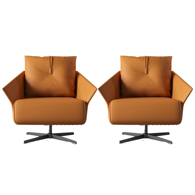 Contemporary Bonded Leather Pillow Back 4-Star Accent Armchair Orange 2 Piece Set Clearhalo 'Accent Chairs' 'accent_chairs' 'Chairs & Seating' 'furn' 'furn_accent_chairs' 'Furniture' 'Living Room Furniture' 5727878