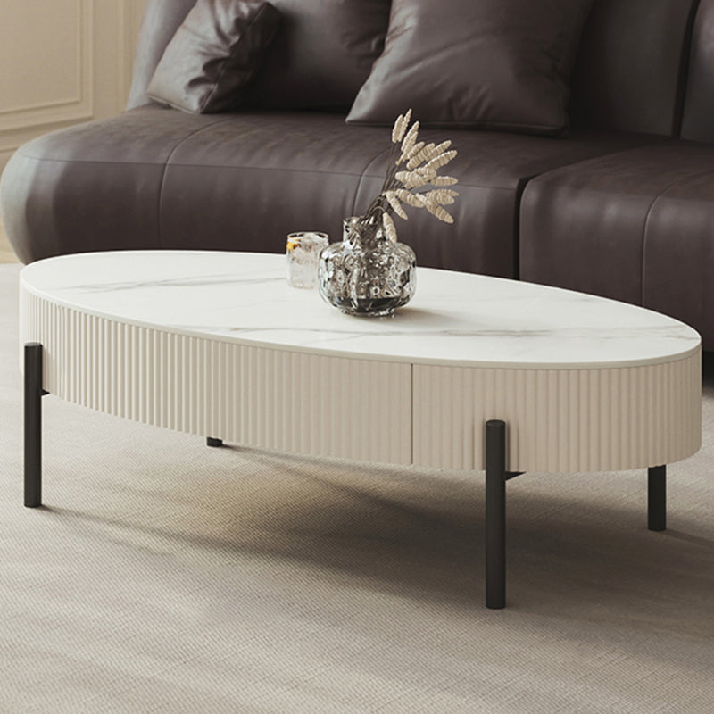 Glam 4 gambe tavolo da cocktail caffè in ardesia con cassetti