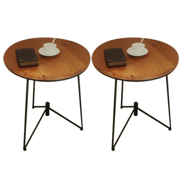 Mesa de altura lateral de estilo rústico tri pin de acento de acento de sofá redondo