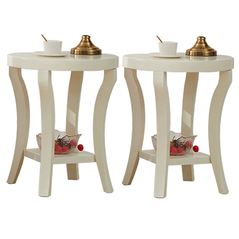 Tableau de côté traditionnel en bois rond 23,6 "Table de bout à 4 jambes de haut avec étagère