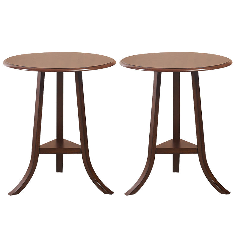 Traditionele houten ronde bovenkant bijzettafel 3 benen eindtafel met plank