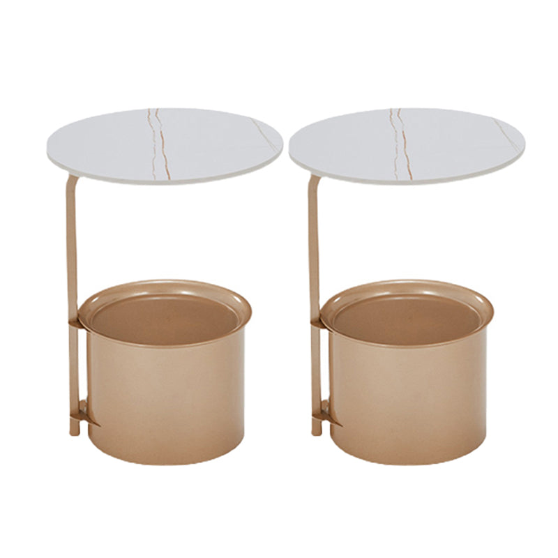 Table d'appoint rond moderne à rond / fer 22 "Table d'extrémité abstraite de haut avec stockage