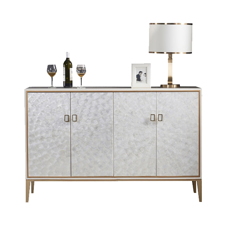 Glam soggiorno a buffet da pranzo ingegnerizzato in legno e armadi in metallo tavolo