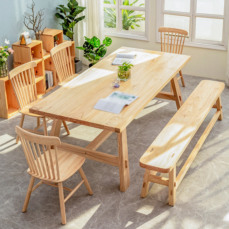 Rechthoek eettafel eigentijdse stijl massieve houten eettafel voor thuiskeuken