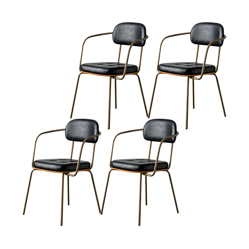 Industriële open achterstoelen pu lederen eetstoelen voor thuis