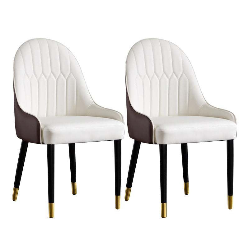 Solid Back Chair Scandinavian Style Arm Leather Dining Side Chairs White 2 Piece Set Clearhalo 'Dining Chairs' 'Dining Tables & Seating' 'dining_chair' 'furn' 'furn_dining_chair' 'Furniture' 'Kitchen & Dining Furniture' 5730486