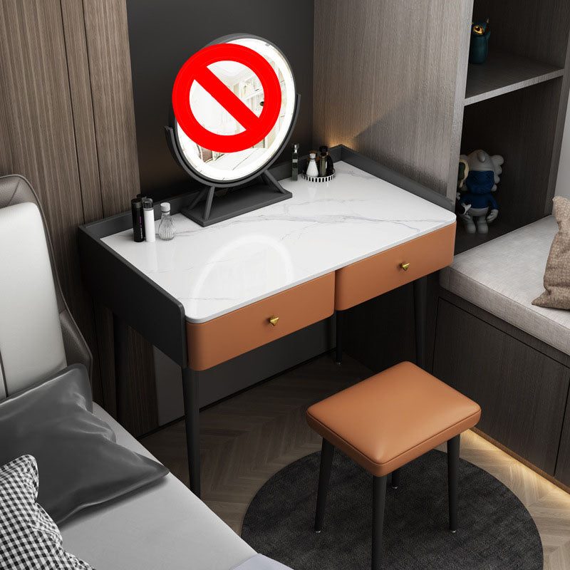 Contemporary Stone Top Make-up Vanity with 2 Storage Drawers