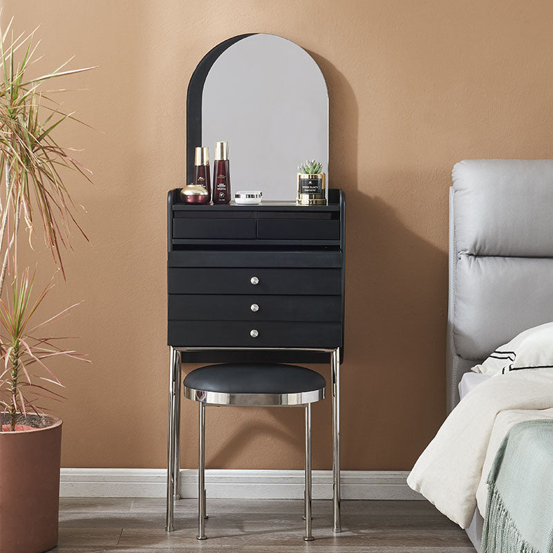 Zeitgenössischer Waschtisch Schminktisch Glass Top Eitelkeit Make -up -Tisch Set