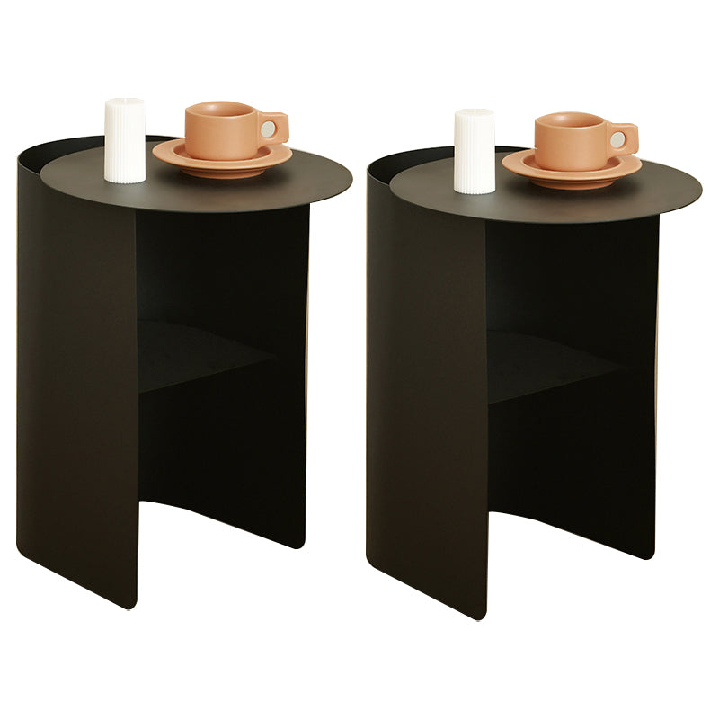 Shelving Iron Nightstand Modern Storage Accent Table Nightstand 1 Shelf Black 2 Piece Set Clearhalo 'Bedroom Furniture' 'furn' 'furn_night_stand' 'Furniture' 'night_stand' 'Nightstands' 5731745
